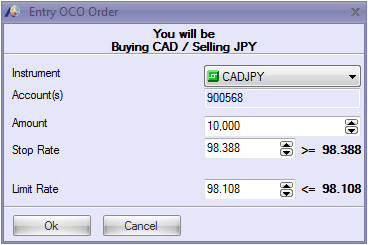 Options trade with oco